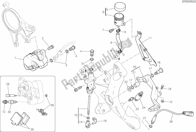 Tutte le parti per il Sistema Frenante Posteriore del Ducati Monster 1200 S USA 2020